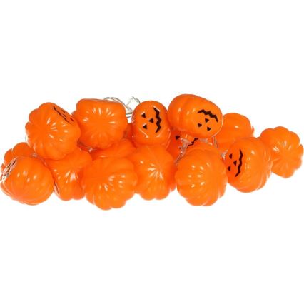 LED Dekoratīva virtene HALLOWEEN 20xLED/3xAA/silti balta 3,3m ķirbji