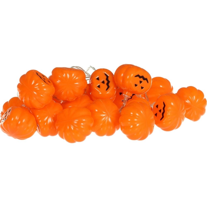 LED Dekoratīva virtene HALLOWEEN 20xLED/3xAA/silti balta 3,3m ķirbji