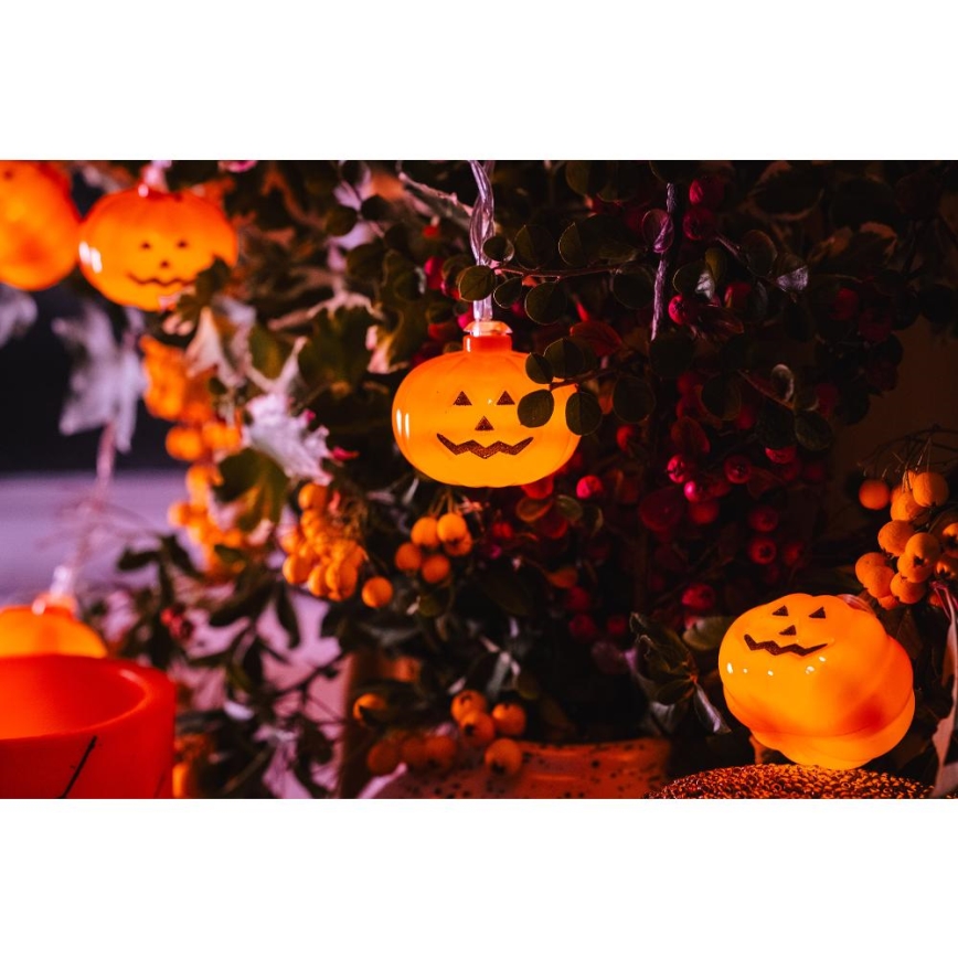 LED Dekoratīva virtene HALLOWEEN 20xLED/3xAA/silti balta 3,3m ķirbji