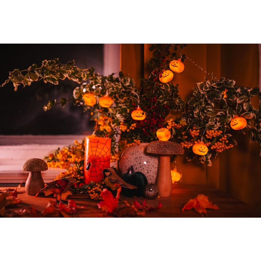 LED Dekoratīva virtene HALLOWEEN 20xLED/3xAA/silti balta 3,3m ķirbji