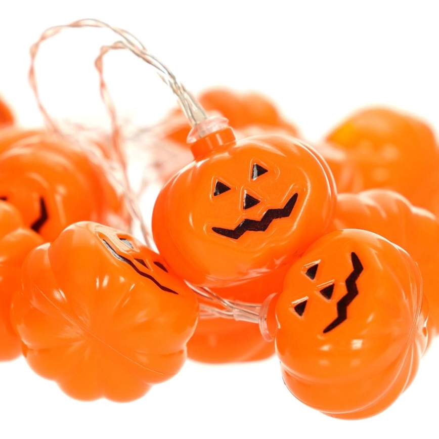 LED Dekoratīva virtene HALLOWEEN 20xLED/3xAA/silti balta 3,3m ķirbji