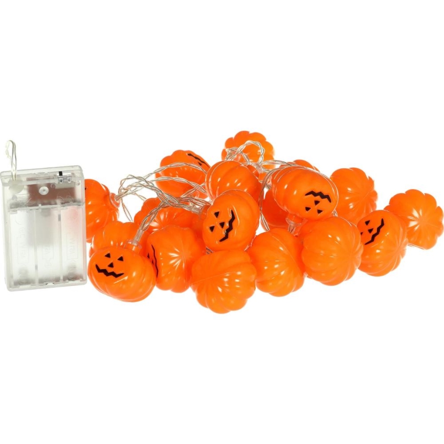 LED Dekoratīva virtene HALLOWEEN 20xLED/3xAA/silti balta 3,3m ķirbji