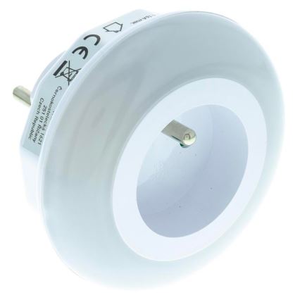 LED Orientējošais gaismeklis ar krēslas sensoru un kontaktligzdu LED/0,6W/230V