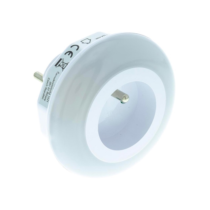 LED Orientējošais gaismeklis ar krēslas sensoru un kontaktligzdu LED/0,6W/230V