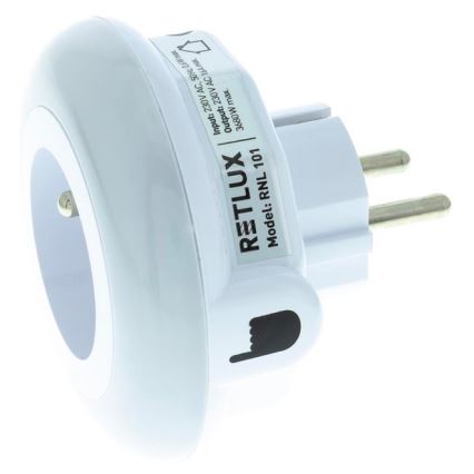 LED Orientējošais gaismeklis ar krēslas sensoru un kontaktligzdu LED/0,6W/230V