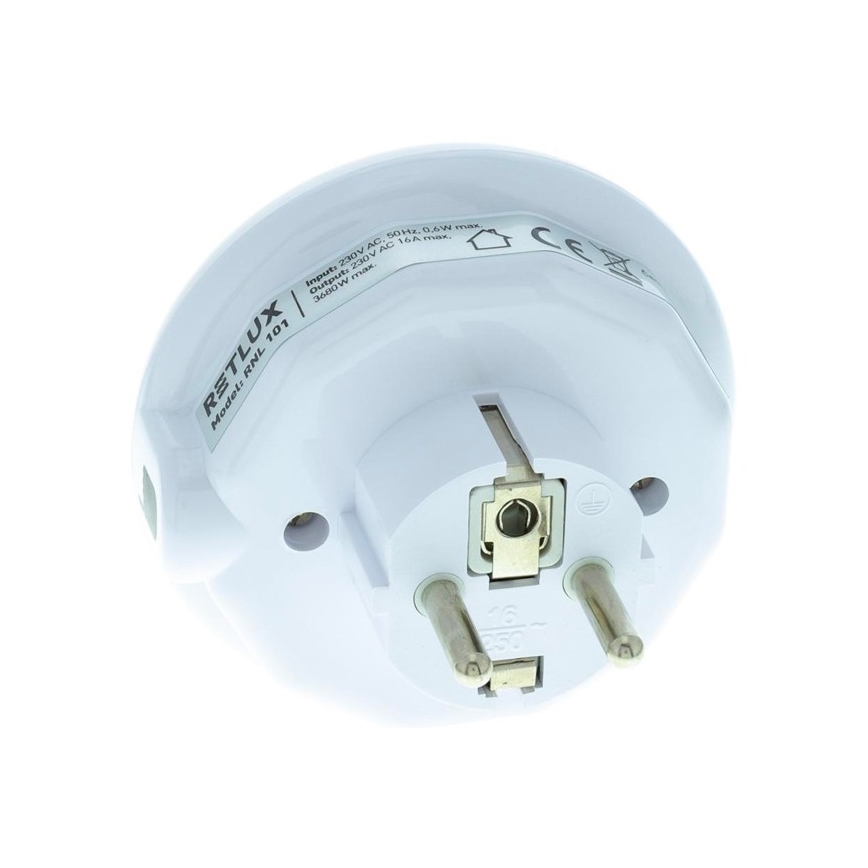 LED Orientējošais gaismeklis ar krēslas sensoru un kontaktligzdu LED/0,6W/230V
