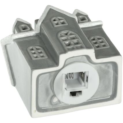 LED Porcelāna rotājums LED/2xLR44/silti balta māja pelēka