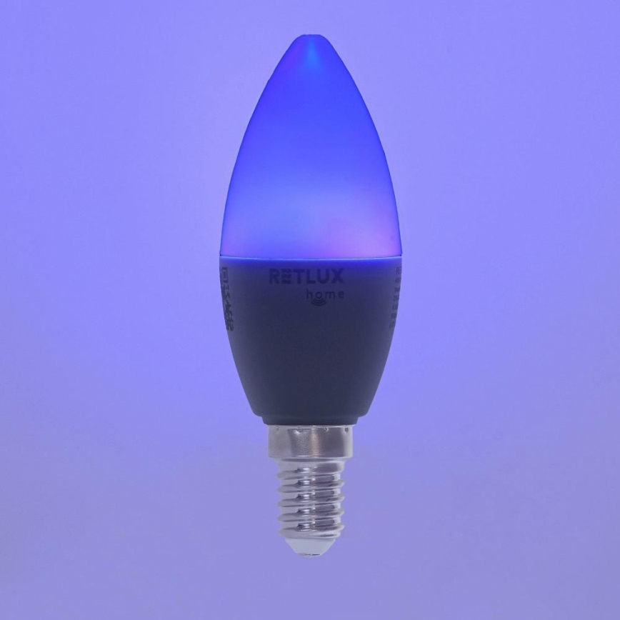 LED RGBW Aptumšojama spuldze C37 E14/4,5W/230V 2700-6500K Wi-Fi Tuya