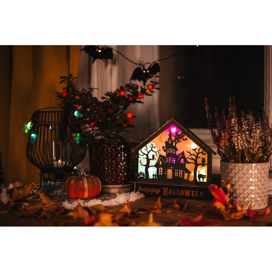 LED Rotājums HALLOWEEN LED/2xAA/daudzkrāsaina spoku māja