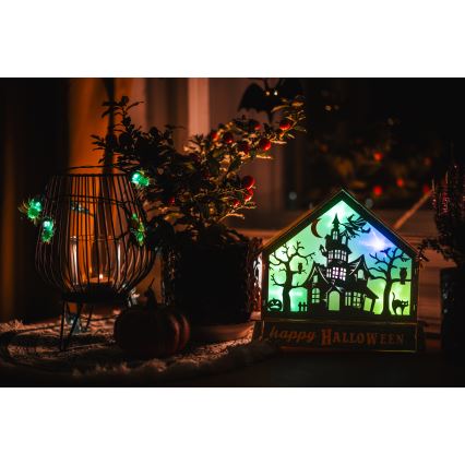LED Rotājums HALLOWEEN LED/2xAA/daudzkrāsaina spoku māja
