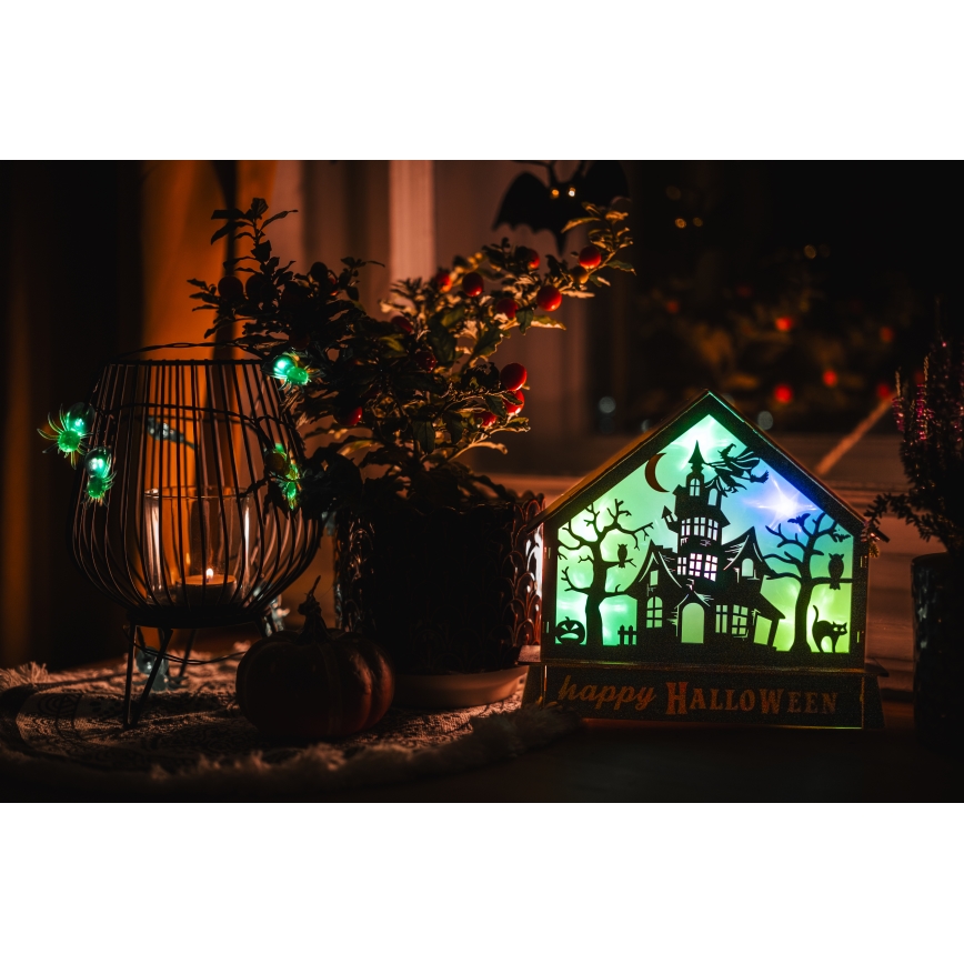 LED Rotājums HALLOWEEN LED/2xAA/daudzkrāsaina spoku māja