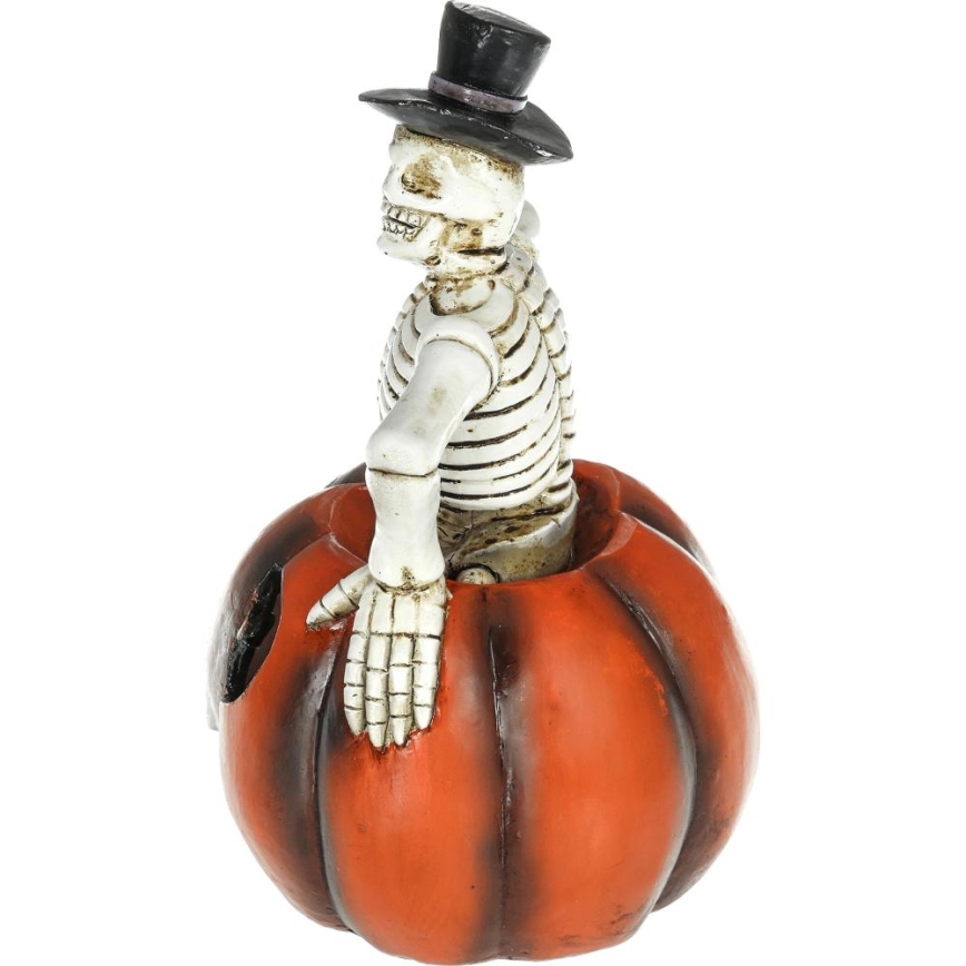 LED Rotājums HALLOWEEN LED/2xLR44/silti balta skelets ķirbī sveķi