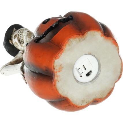 LED Rotājums HALLOWEEN LED/2xLR44/silti balta skelets ķirbī sveķi