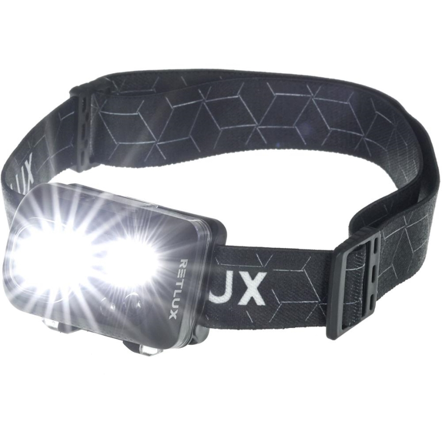 LED uzlādējamā galvas lampa LED/3W/1200 mAh IP67 melna