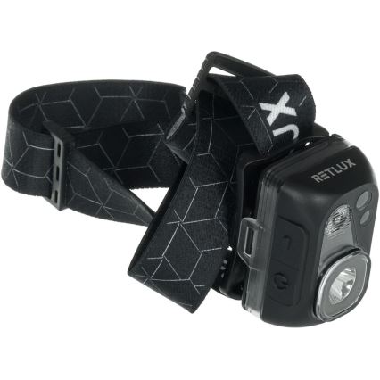LED uzlādējamā galvas lampa LED/3W/1200 mAh IP67 melna