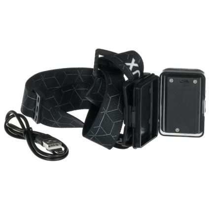 LED uzlādējamā galvas lampa LED/3W/1200 mAh IP67 melna