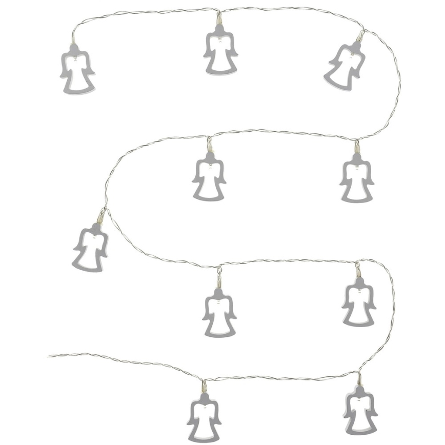 LED  virtene 10xLED/2xAA 1,8m silti balta