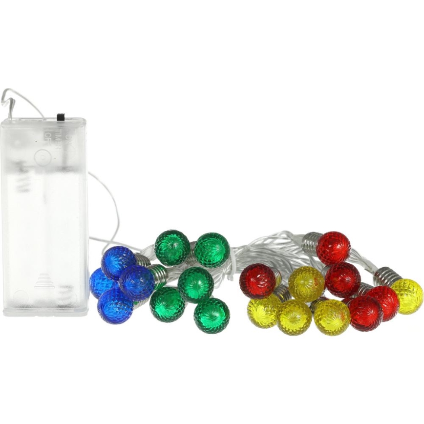 LED gaismas virtene 20xLED/2xAA/siltā balta 1,8m spuldzes