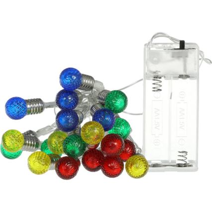 LED gaismas virtene 20xLED/2xAA/siltā balta 1,8m spuldzes