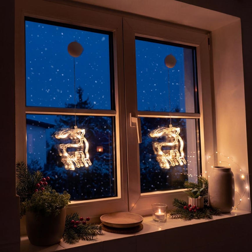LED Ziemassvētku dekors LED/3xAAA/siltā balta ziemeļbriedis