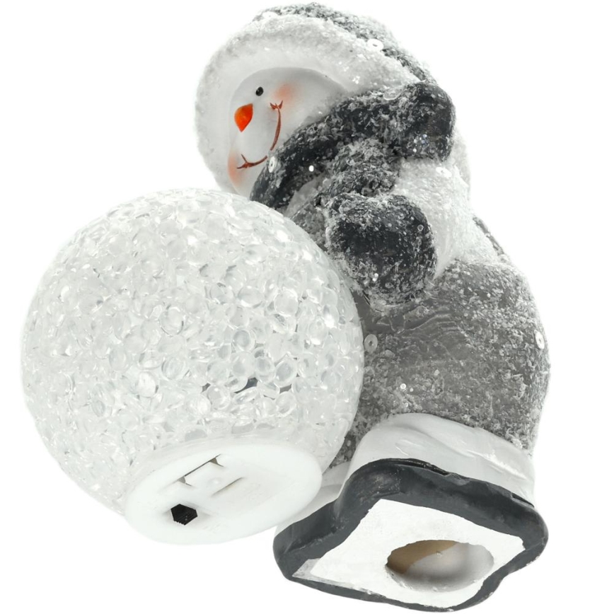 LED Ziemassvētku rotājums LED/2xLR44/silti balta sniegavīrs ar sniega bumbu