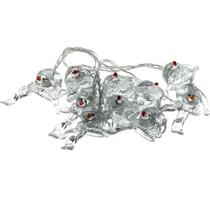 LED Ziemassvētku virtene 10xLED/2xAA/silti balta 1,65m sniegavīri
