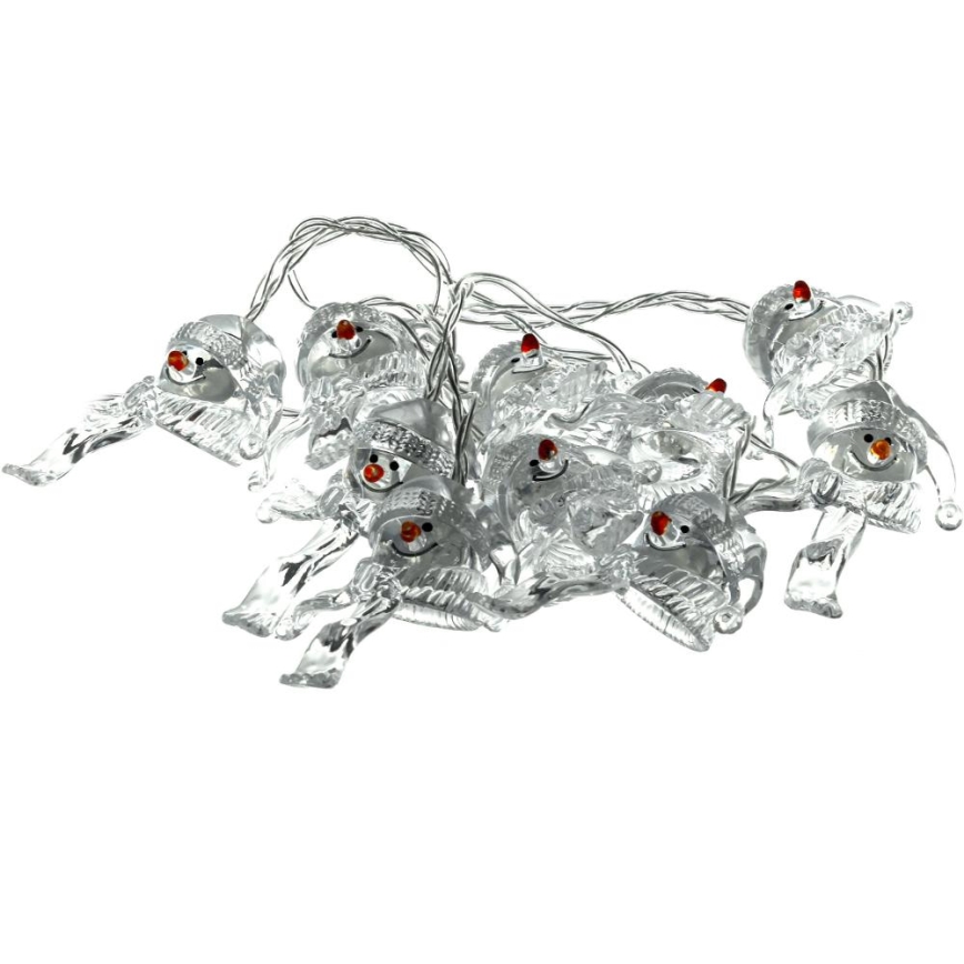 LED Ziemassvētku virtene 10xLED/2xAA/silti balta 1,65m sniegavīri