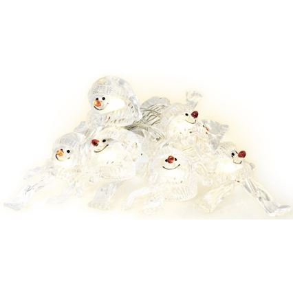 LED Ziemassvētku virtene 10xLED/2xAA/silti balta 1,65m sniegavīri