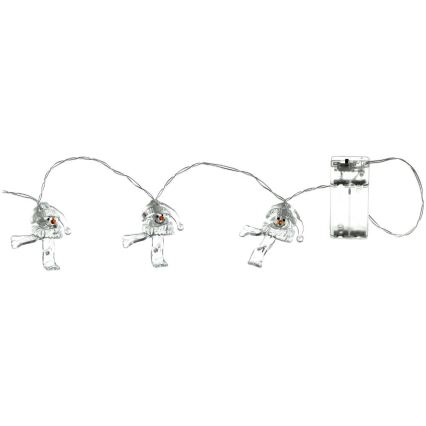 LED Ziemassvētku virtene 10xLED/2xAA/silti balta 1,65m sniegavīri