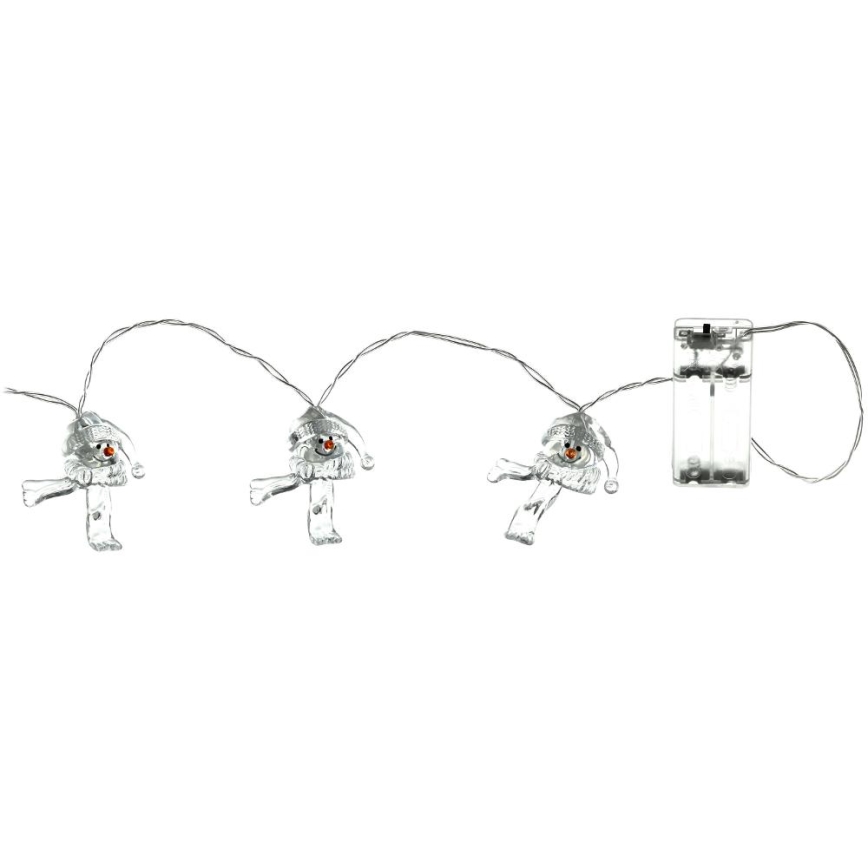 LED Ziemassvētku virtene 10xLED/2xAA/silti balta 1,65m sniegavīri