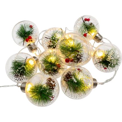 LED Ziemassvētku virtene 10xLED/3xAAA/silti balta 2,1m bumbas