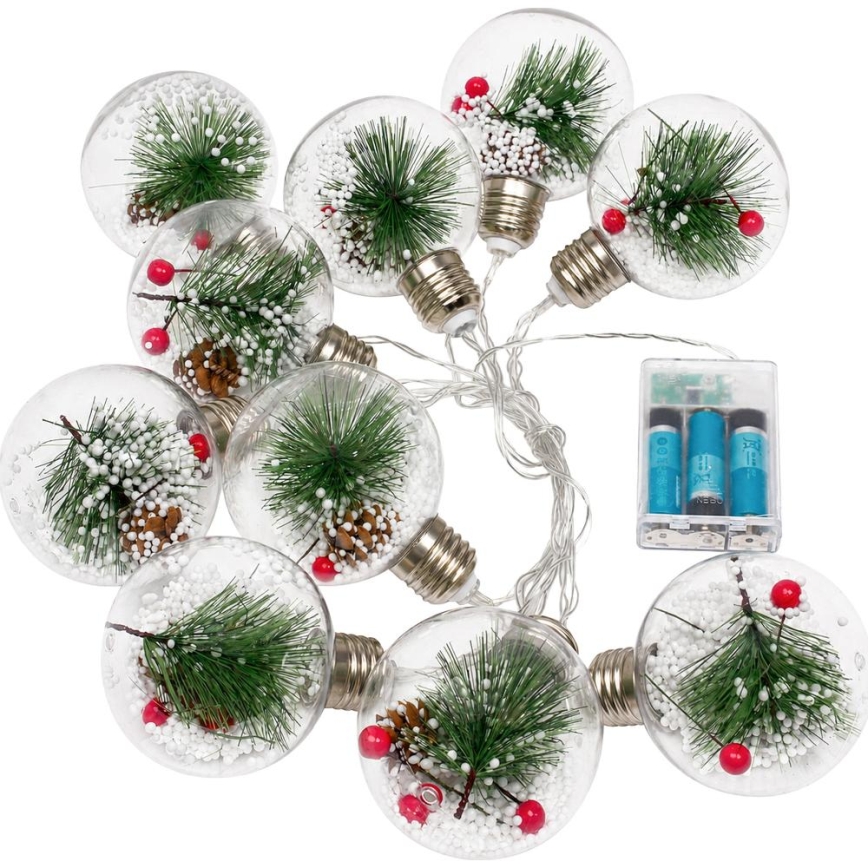 LED Ziemassvētku virtene 10xLED/3xAAA/silti balta 2,1m bumbas