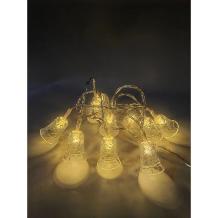 LED Ziemassvētku virtene 20xLED/3xAA/silti balta 2,2m zvani