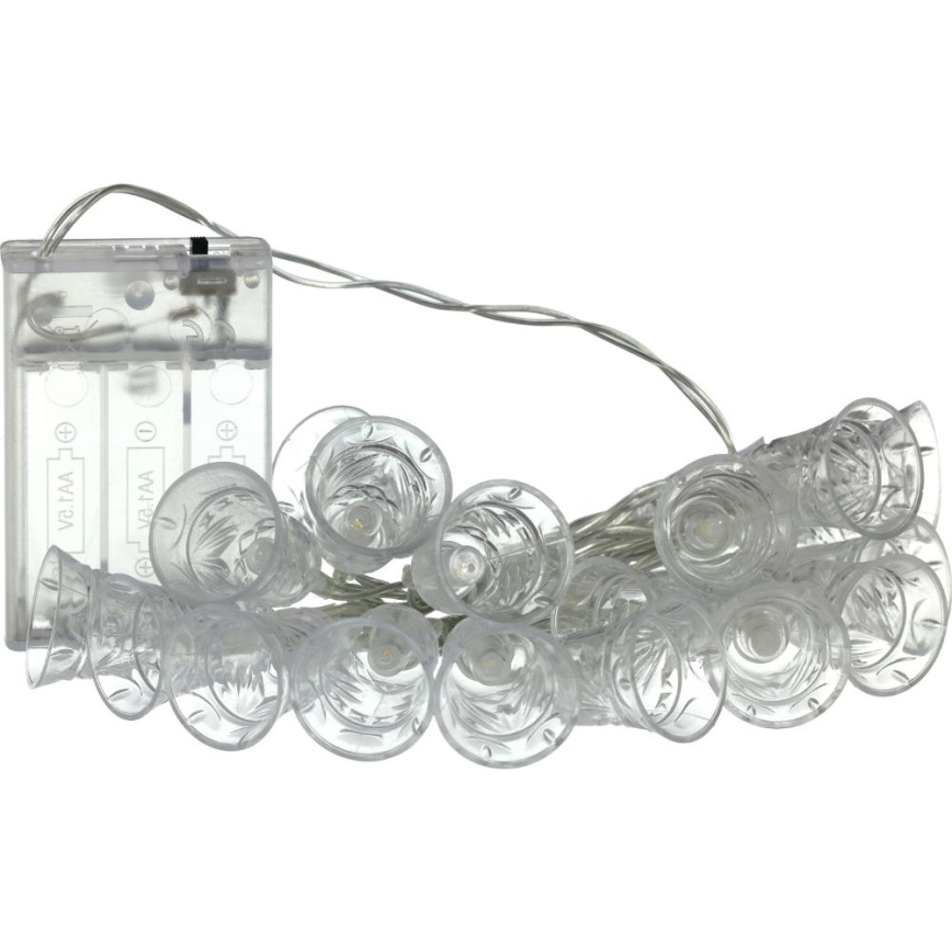 LED Ziemassvētku virtene 20xLED/3xAA/silti balta 2,2m zvani