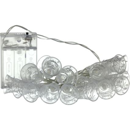 LED Ziemassvētku virtene 20xLED/3xAA/siltā balta 2,2m zvaniņi