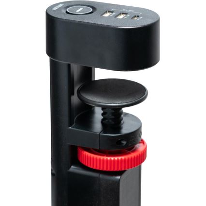 Pagarināmais kabelis ar galda stiprinājumu, 3 ligzdas E tipa + 2x USB-A + 1x USB-C, 1,5 m, melns