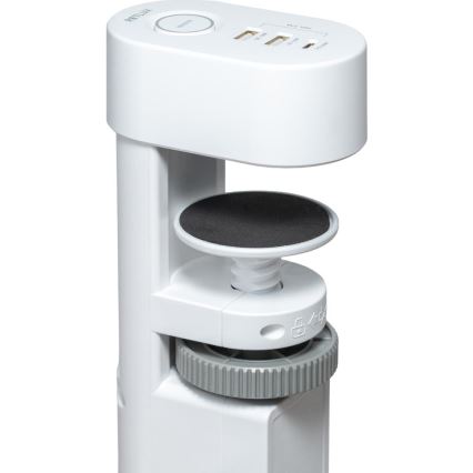 Pagarinātāja kabelis ar galda stiprinājumu 3 kontaktligzdas (E tips) + 2xUSB-A + 1xUSB-C 1,5m balts