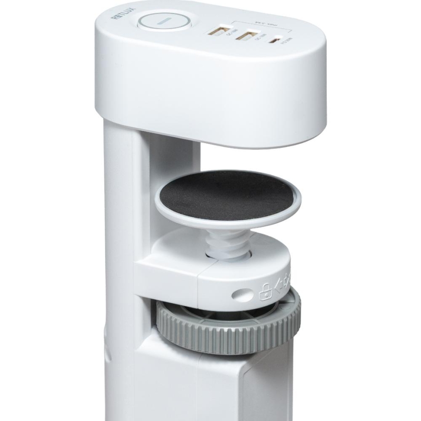 Pagarinātāja kabelis ar galda stiprinājumu 3 kontaktligzdas (E tips) + 2xUSB-A + 1xUSB-C 1,5m balts