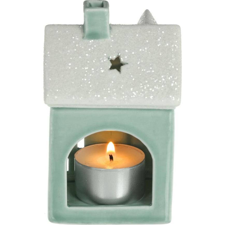 Porcelāna sveču mājiņa 11,1 cm piparmētru krāsa