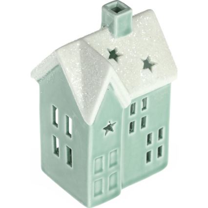 Porcelāna sveču mājiņa 11,1 cm piparmētru krāsa