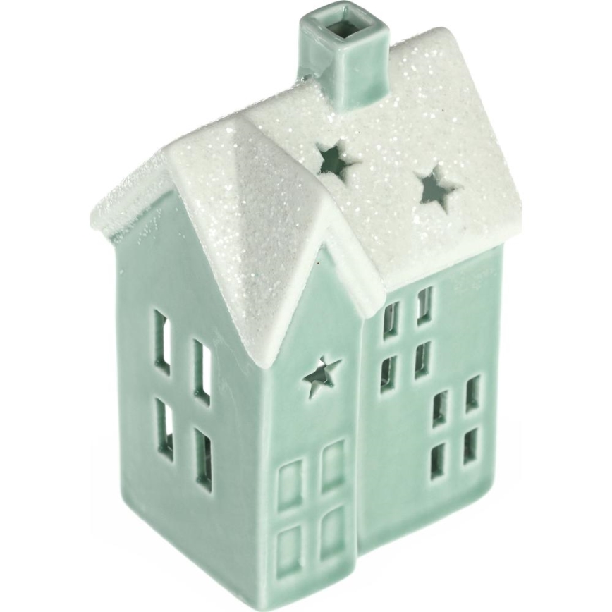 Porcelāna sveču mājiņa 11,1 cm piparmētru krāsa