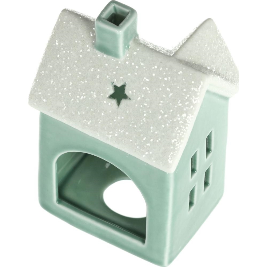 Porcelāna sveču mājiņa 11,1 cm piparmētru krāsa