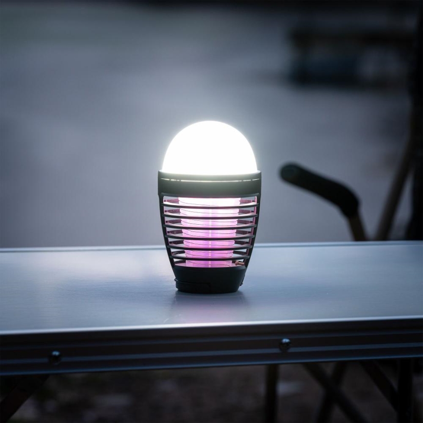 Retlux - portatīvā uzlādējamā LED lampa ar kukaiņu ķērāju LED/5W/1800 mAh IP44 melna
