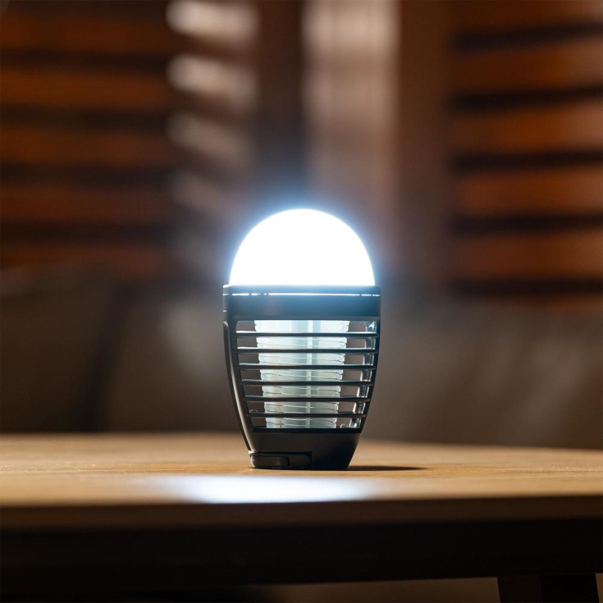 Retlux - portatīvā uzlādējamā LED lampa ar kukaiņu ķērāju LED/5W/1800 mAh IP44 melna