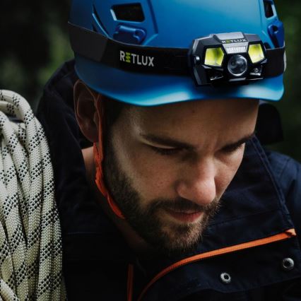 LED uzlādējama galvas lampa ar sensoru LED/3W/900 mAh IP44 melna