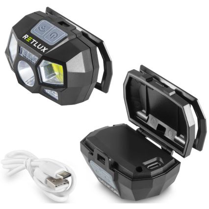 LED uzlādējama galvas lampa ar sensoru LED/3W/900 mAh IP44 melna