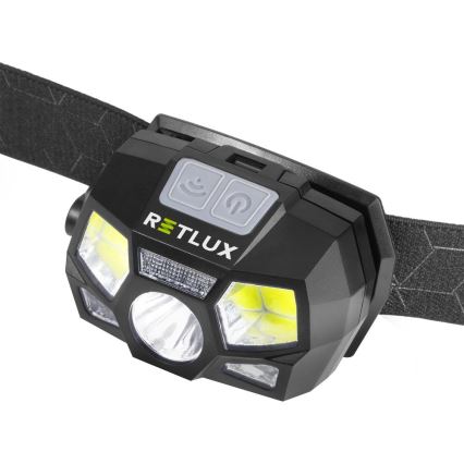 LED uzlādējama galvas lampa ar sensoru LED/3W/900 mAh IP44 melna