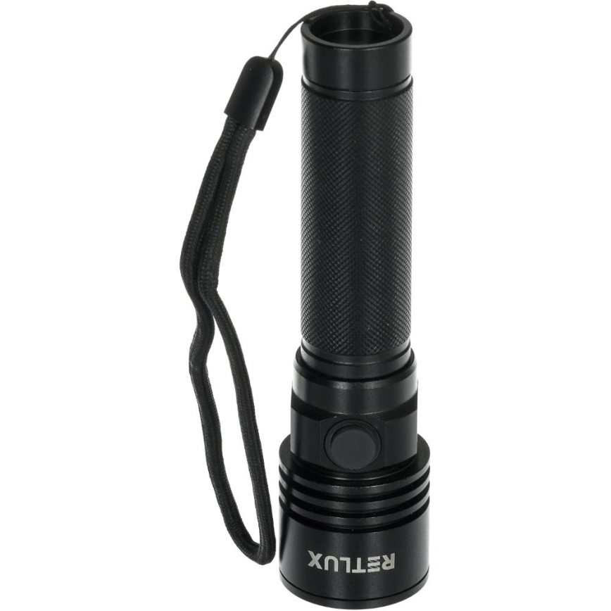 LED uzlādējamais alumīnija lukturis LED/3W/2000 mAh IPX4 melns