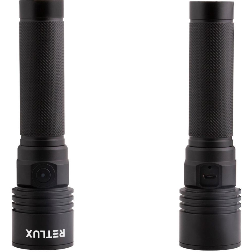 LED uzlādējamais alumīnija lukturis LED/3W/2000 mAh IPX4 melns