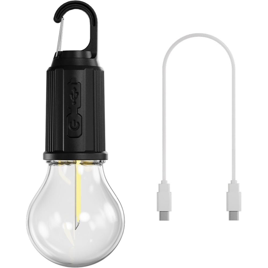 Retlux - uzlādējams LED lukturis ar regulējamu spilgtumu LED/0,3W/USB 400 mAh IP44 melns
